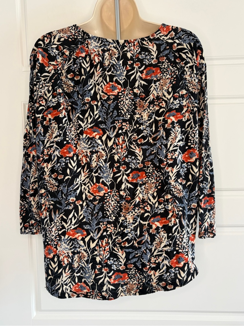 Lucky Brand Floral Peasant Shirt V Neck with Pleating Boho Wedtern Size Large - Picture 7 of 15